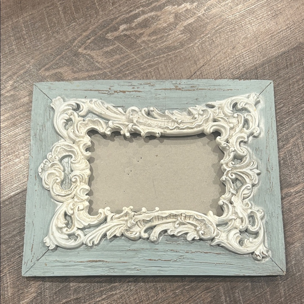 Elegant Blue and Cream Ornate Picture Frame